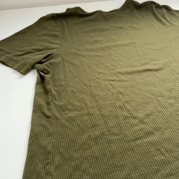 AVA & VIV Women's 1X Olive Green Ribbed Knit Short Sleeve Crew Neck T-Shirt - Picture 7 of 7